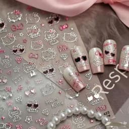 Hello Kitty Christmas & Halloween Series Nail Art, Pencil Case, And Phone Stickers (Silver Foil & Glitter / 2K High-Gloss Finish