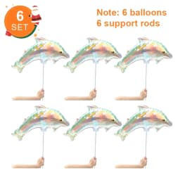 6 Colorful Dolphin Balloons, Birthday Balloons, Party Supplies, Christmas Decorations, Equipped with Balloon Sticks, Self-Sealing, Easy to Inflate, Suitable for Birthday, Anniversary Party Decorations, Gatherings, Christmas