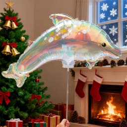 6 Colorful Dolphin Balloons, Birthday Balloons, Party Supplies, Christmas Decorations, Equipped with Balloon Sticks, Self-Sealing, Easy to Inflate, Suitable for Birthday, Anniversary Party Decorations, Gatherings, Christmas