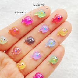 50pcs Resin Cute cartoon colored crystal fish Flat back Rhinestone DIY Wedding Scrapbook Christmas Decor Crafts