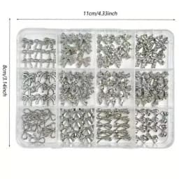 120Pcs Silver Nail Art Decorations Y2K Style Metal Charms For Christmas Wedding Valentine's Day DIY Manicure Supplies