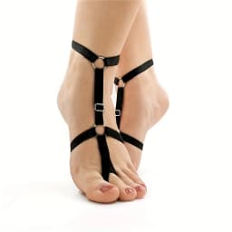 Black elastic strap ankle chain, minimalist style, summer beach footwear, Christmas Valentine's Day gift
