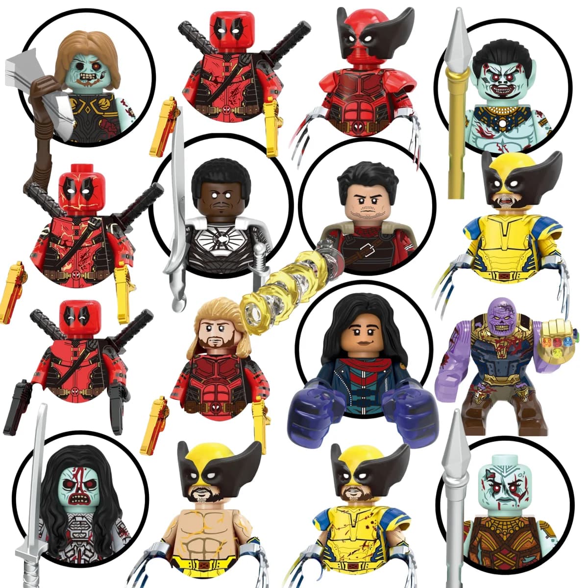Blind Box Mini Building Blocks G0187 Figures Big Goblin Spiderman Iron Man Venom Captain Hawk Deadpool Armor Christmas Gift Toys