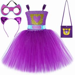 Super Kitty Costumes for Girls Super Cat Tutu Dress for Kids Christmas Halloween Outfits Children Animal Clothes with Eyes Patch