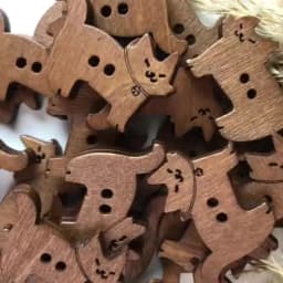 30-Pack Vintage Wooden Kitten Buttons - 2-Hole Brown Cat-Shaped Buttons for DIY Crafts, Clothing & Christmas Decor (Size: 1.8-2.