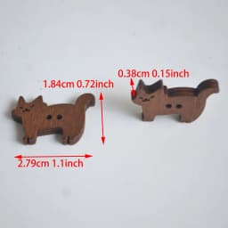 30-Pack Vintage Wooden Kitten Buttons - 2-Hole Brown Cat-Shaped Buttons for DIY Crafts, Clothing & Christmas Decor (Size: 1.8-2.