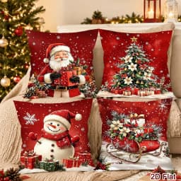 4pcs Merry Christmas Pillow Covers Santa Snowman Cushion Covers Christmas Decor for Home Sofa Bedroom New Year Party Supplies