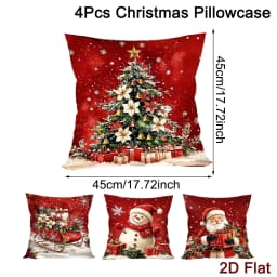 4pcs Merry Christmas Pillow Covers Santa Snowman Cushion Covers Christmas Decor for Home Sofa Bedroom New Year Party Supplies
