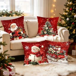 4pcs Merry Christmas Pillow Covers Santa Snowman Cushion Covers Christmas Decor for Home Sofa Bedroom New Year Party Supplies