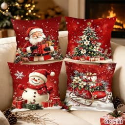 4pcs Merry Christmas Pillow Covers Santa Snowman Cushion Covers Christmas Decor for Home Sofa Bedroom New Year Party Supplies