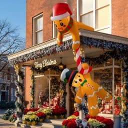 7 FT Christmas Inflatable Outdoor Decoration, Hanging Christmas Inflatables Gingerbread Man, Funny Christmas Decorations Roof