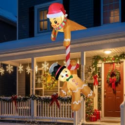 7 FT Christmas Inflatable Outdoor Decoration, Hanging Christmas Inflatables Gingerbread Man, Funny Christmas Decorations Roof