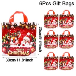 6pcs Merry Christmas Gift Bags Santa Elk Tote Bags Navidad Natal Christmas Decor for Home 2026 New Year Gifts Packaging Bags