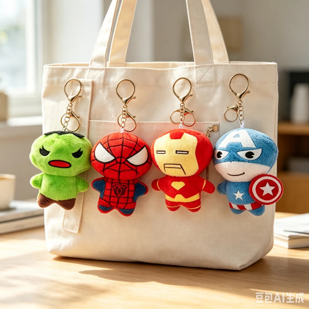 Genuine Marvel Spider-Man Superman Captain America Plush Keychains Small Pendant Hangings Key Ring Christmas Birthday Gifts