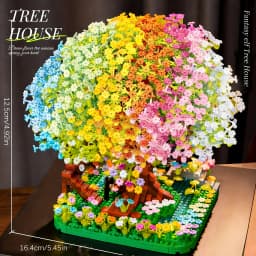 Sakura Tree House Building Blocks, DIY Micro-Particle Assembly, Colorful and Delicate Flowers and Green Leaves, for Creative Home Decoration, Artistic Living Room Decoration, Creative Home Decor, Room Decoration, Suitable as Gifts for Boyfriend or Girlfriend, Valentine's Day, School Graduation, Birthday, Anniversary, Christmas, Halloween Gifts, Art Display, Gift Ideas, Floral Decoration, Tree House Design, High-Quality Materials, High-Quality Building Blocks, Collectibles, Decoration