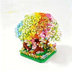 Sakura Tree House Building Blocks, DIY Micro-Particle Assembly, Colorful and Delicate Flowers and Green Leaves, for Creative Home Decoration, Artistic Living Room Decoration, Creative Home Decor, Room Decoration, Suitable as Gifts for Boyfriend or Girlfriend, Valentine's Day, School Graduation, Birthday, Anniversary, Christmas, Halloween Gifts, Art Display, Gift Ideas, Floral Decoration, Tree House Design, High-Quality Materials, High-Quality Building Blocks, Collectibles, Decoration