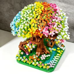 Sakura Tree House Building Blocks, DIY Micro-Particle Assembly, Colorful and Delicate Flowers and Green Leaves, for Creative Home Decoration, Artistic Living Room Decoration, Creative Home Decor, Room Decoration, Suitable as Gifts for Boyfriend or Girlfriend, Valentine's Day, School Graduation, Birthday, Anniversary, Christmas, Halloween Gifts, Art Display, Gift Ideas, Floral Decoration, Tree House Design, High-Quality Materials, High-Quality Building Blocks, Collectibles, Decoration