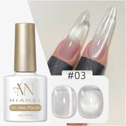 MIANEL 10ML White Cat Eye Gel Nail Polish with Flash Glass Beads Water-based Collection Nail Art New Christmas Nails 2025