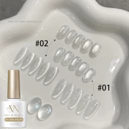 MIANEL 10ML White Cat Eye Gel Nail Polish with Flash Glass Beads Water-based Collection Nail Art New Christmas Nails 2025
