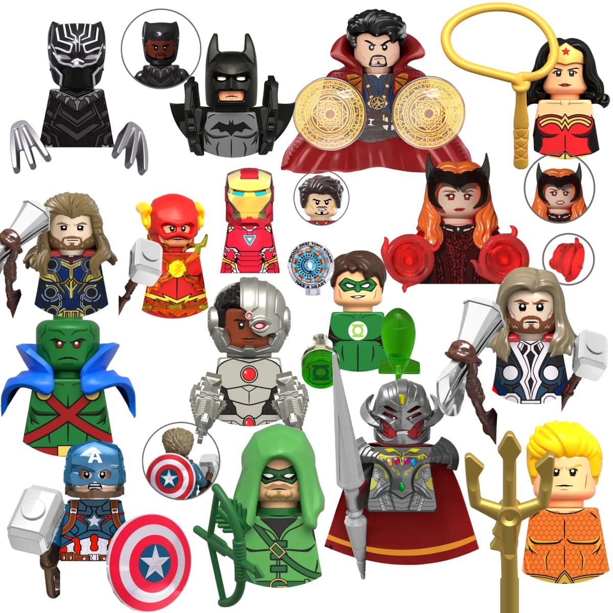 Blind Box KDL853 Mini Building Blocks Figures Big Goblin Spiderman Iron Man Venom Captain Hawk Deadpool Armor Christmas Gift Toy
