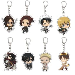 55MM Anime Attack on Titan Keychain Eren Jaeger Eren Jaeger Mikasa Ackerman Armin Arlert Hange Zoë Keychain Christmas Gifts