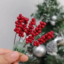 Christmas Artificial Berries Stem Fake Red Holly Berry Branches Flower Bouquet for Xmas Tree New Year Party Home Decor Ornament