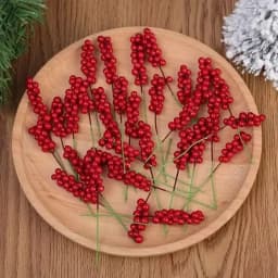Christmas Artificial Berries Stem Fake Red Holly Berry Branches Flower Bouquet for Xmas Tree New Year Party Home Decor Ornament