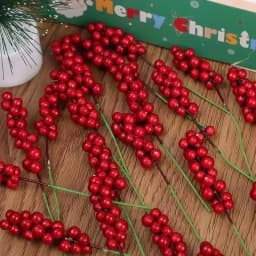 Christmas Artificial Berries Stem Fake Red Holly Berry Branches Flower Bouquet for Xmas Tree New Year Party Home Decor Ornament