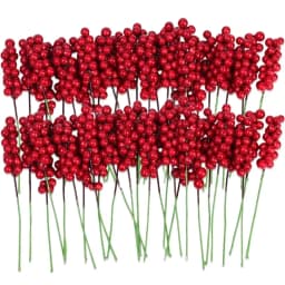 Christmas Artificial Berries Stem Fake Red Holly Berry Branches Flower Bouquet for Xmas Tree New Year Party Home Decor Ornament
