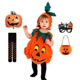 2026 Baby Girls Boys Children Jumpsuit Halloween Pumpkin Costume with Hat Cosplay Stage Performance Christmas Party Costume