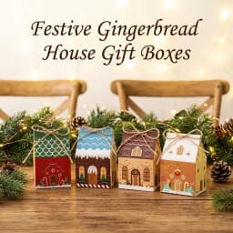 12/24PCS Mini Gingerbread House Christmas Boxes, Cute House Shaped for Xmas Gift Boxes with Twine for Holiday Party Supplies