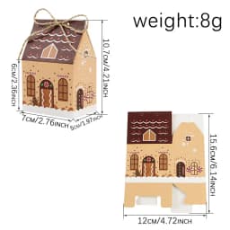 12/24PCS Mini Gingerbread House Christmas Boxes, Cute House Shaped for Xmas Gift Boxes with Twine for Holiday Party Supplies