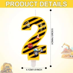 Construction 0-9 Number Birthday Candle - Yellow Black Striped Cake Topper for Construction Party, Christmas, Halloween