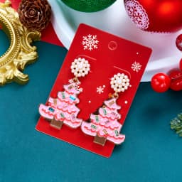 Festive Rhinestone Christmas Tree Drop Earrings for Women Green Red Enamel Star Dangle Holiday Party Statement Jewelry Gift