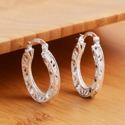 1Pair 925 Sterling Silver Earrings for Women Jewelry Exquisite Round Carved Wedding Heart Christmas Gifts Party