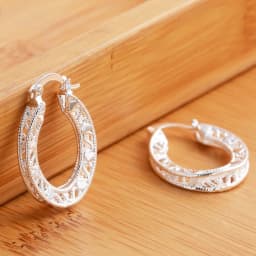 1Pair 925 Sterling Silver Earrings for Women Jewelry Exquisite Round Carved Wedding Heart Christmas Gifts Party