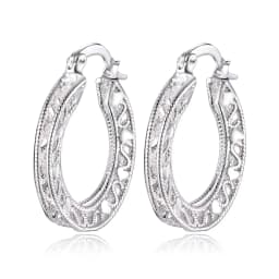 1Pair 925 Sterling Silver Earrings for Women Jewelry Exquisite Round Carved Wedding Heart Christmas Gifts Party