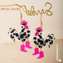 European American Cross Border New 2D Flat Acrylic Chicken Earrings Christmas Funny Creative Animal Ear Jewelry