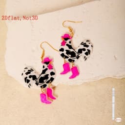 European American Cross Border New 2D Flat Acrylic Chicken Earrings Christmas Funny Creative Animal Ear Jewelry