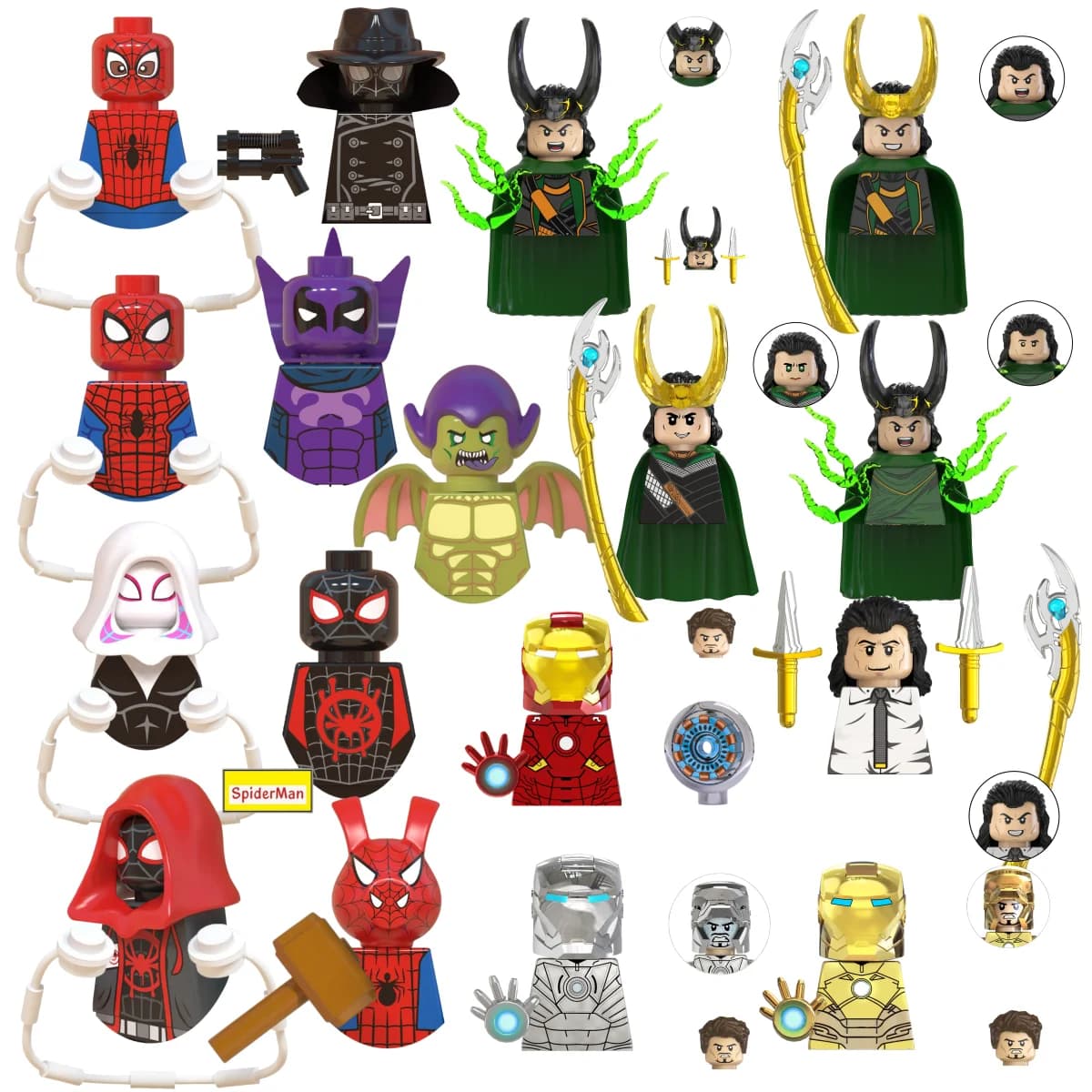 Blind Box Mini Building Blocks TV6206 Figures Big Goblin Spiderman Iron Man Venom Captain Hawk Deadpool Armor Christmas Gift Toy