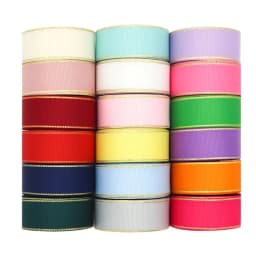 10Yards 10MM/25MM/38MM Glitter Gold Edge Grosgrain Ribbon For Hair Bows/ Gift Packaging DIY Christmas Decor Materials Y19042101