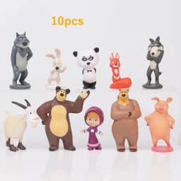 Best Seller 10Pieces Masha and The Bear Action Figure Anime Model Cartoon Toys Anime Figure for Friends Gifts Christmas Gift