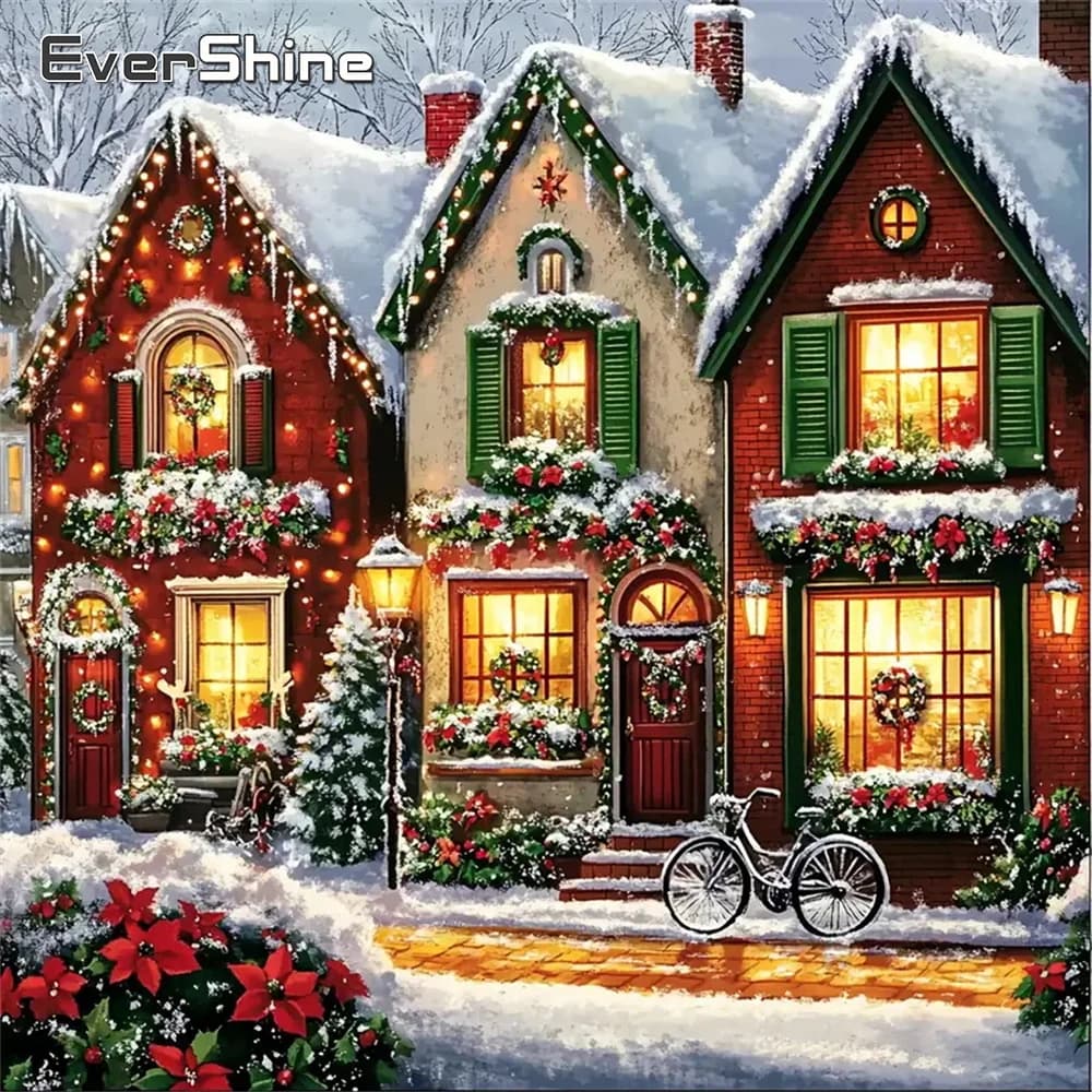 Evershine DIY Diamond Painting House Landscape New Collection Diamond Embroidery Winter Cross Stitch Kits Mosaic Christmas Gifts
