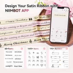 NIIMBOT N1 B18 Color Satin Ribbon Label Special Carbon Ribbon for Birthday Gift Merry Christmas Party Flower Wedding Decoration