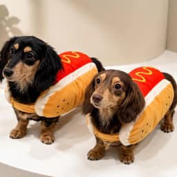 Funny Pet Hot Dog Costume Cute Puppy Clothes Cosplay Outfit for Birthday Party Halloween Christmas Photo Shoot Holiday Dress Up