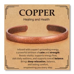 New Pure Copper Adjustable Chunky Cuff Bracelet Waterproof Healing Bangle Jewelry for Men Christmas Birthday Gift