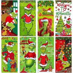 Christmas Green Haired Monster Door Cover Background Cloth Banner Christmas Party Scene Decoration Door Cover