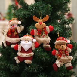 4PCS Christmas Tree Decoration Pendant Set - Christmas-themed Dancing Santa, Snowman, Reindeer, and Bear Ornaments Gift