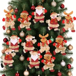 4PCS Christmas Tree Decoration Pendant Set - Christmas-themed Dancing Santa, Snowman, Reindeer, and Bear Ornaments Gift