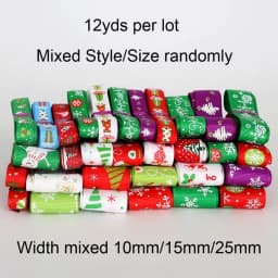 Trendy Grosgrain Satin Ribbon Random Mixed Size/Style for Wedding Party Christmas Decoration DIY Gift Craft 12y/lot (1y/style)